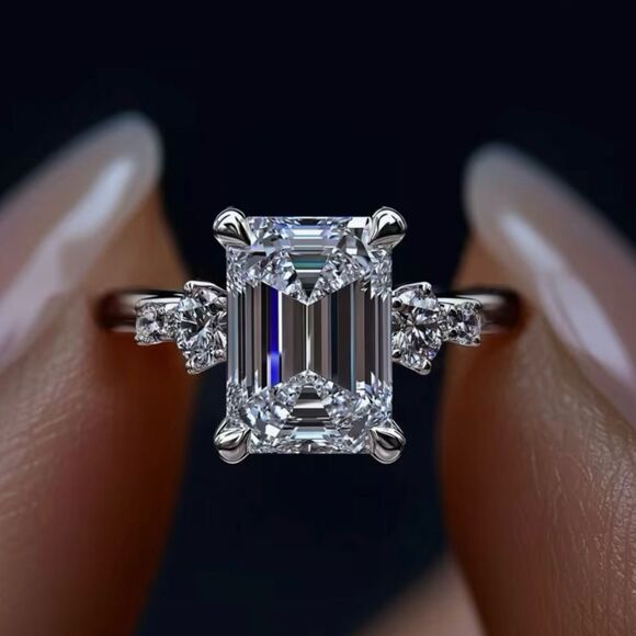 🩵 NEW Stunning square cut 4 carat white sapphire ring 🩵 - Picture 4 of 5